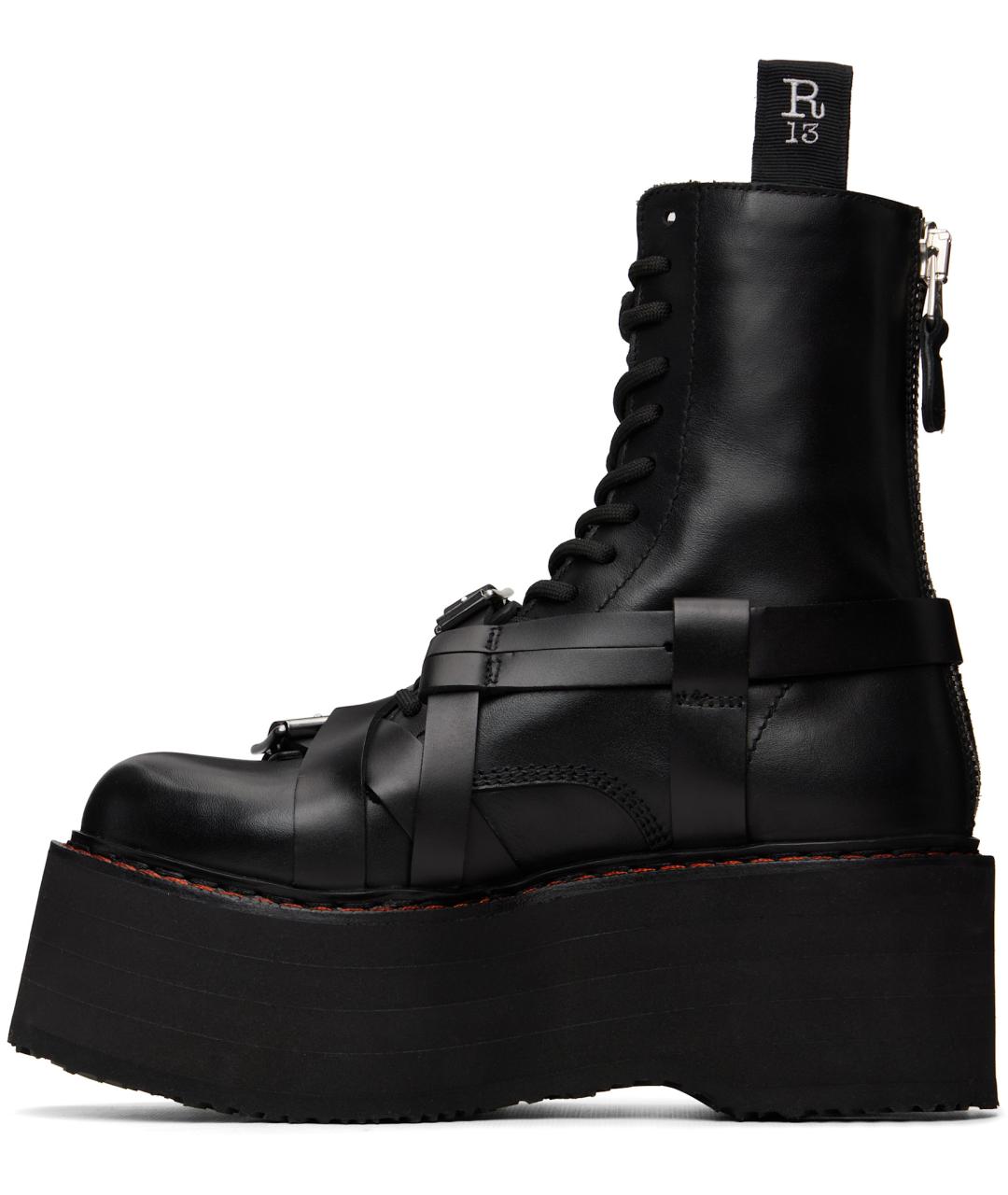 R13 Черные кожаные ботинки, фото 7
