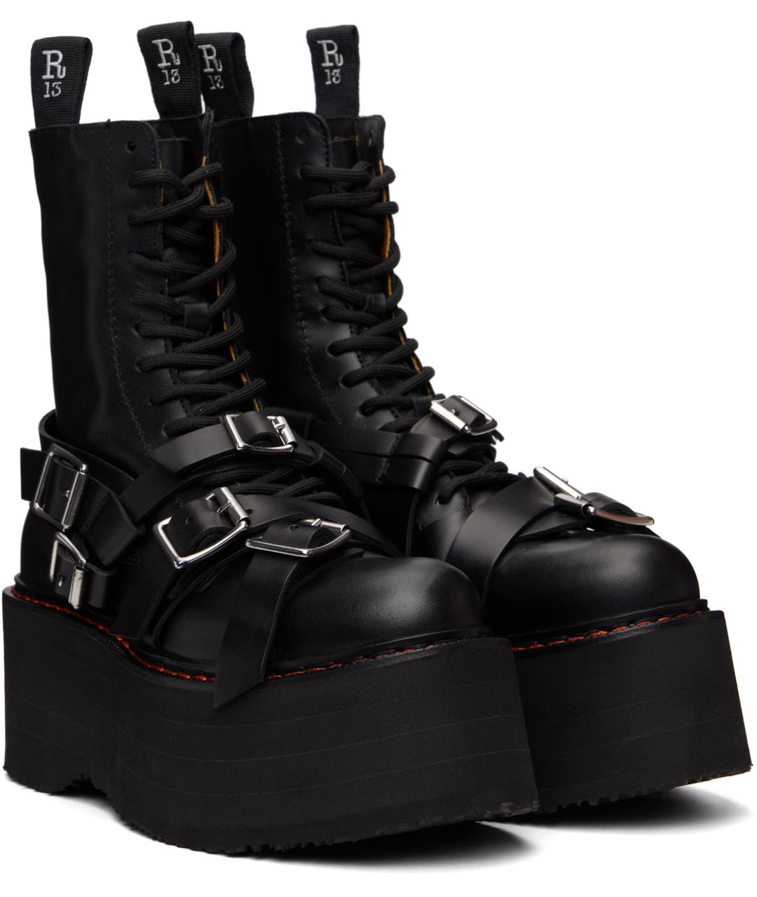 R13 Черные кожаные ботинки, фото 4