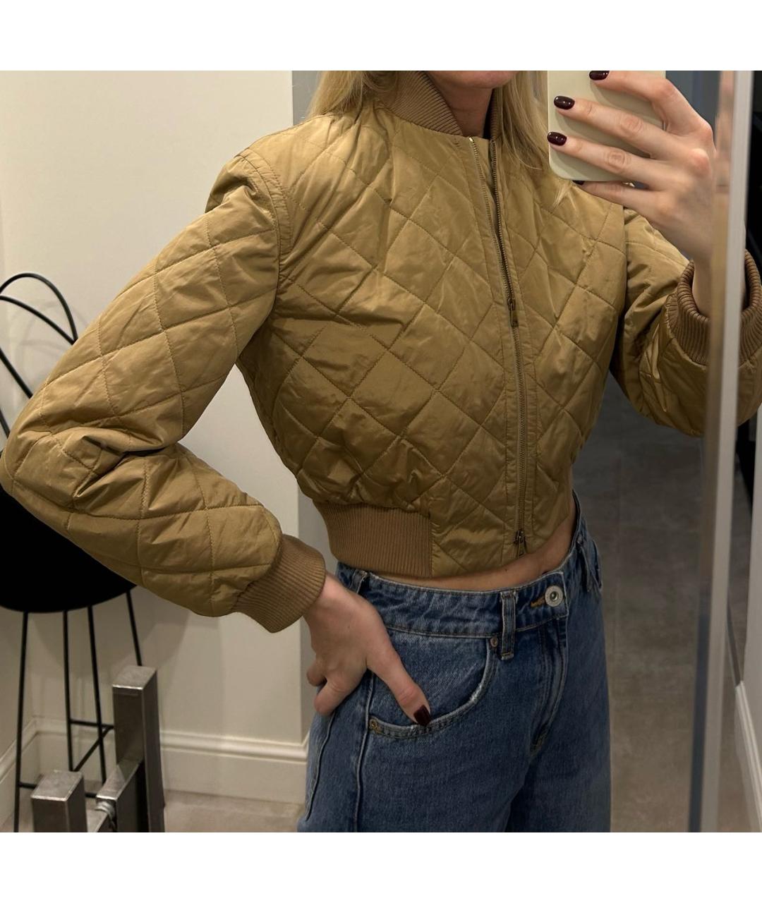 MAX MARA Бежевая полиэстеровая куртка, фото 7