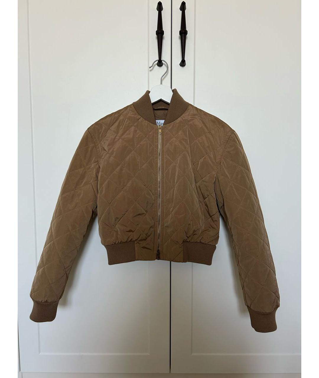 MAX MARA Бежевая полиэстеровая куртка, фото 9