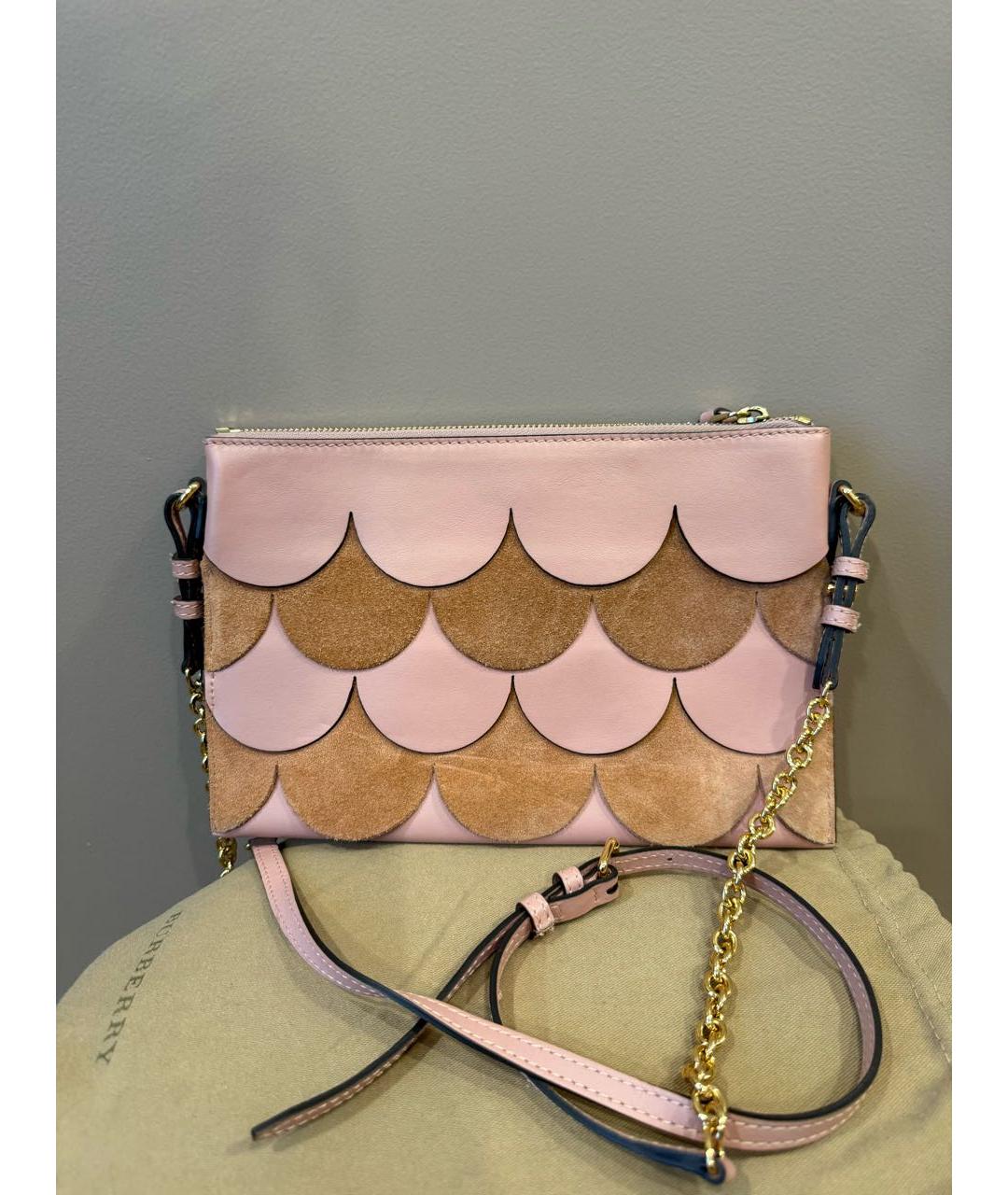 BURBERRY Розовая кожаная сумка через плечо, фото 4