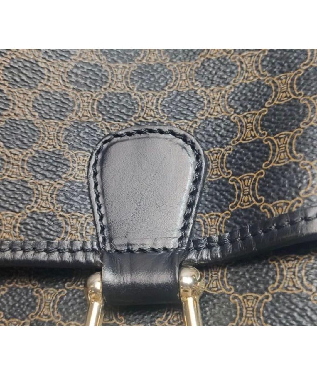 CELINE Черная сумка с короткими ручками из искусственной кожи, фото 7