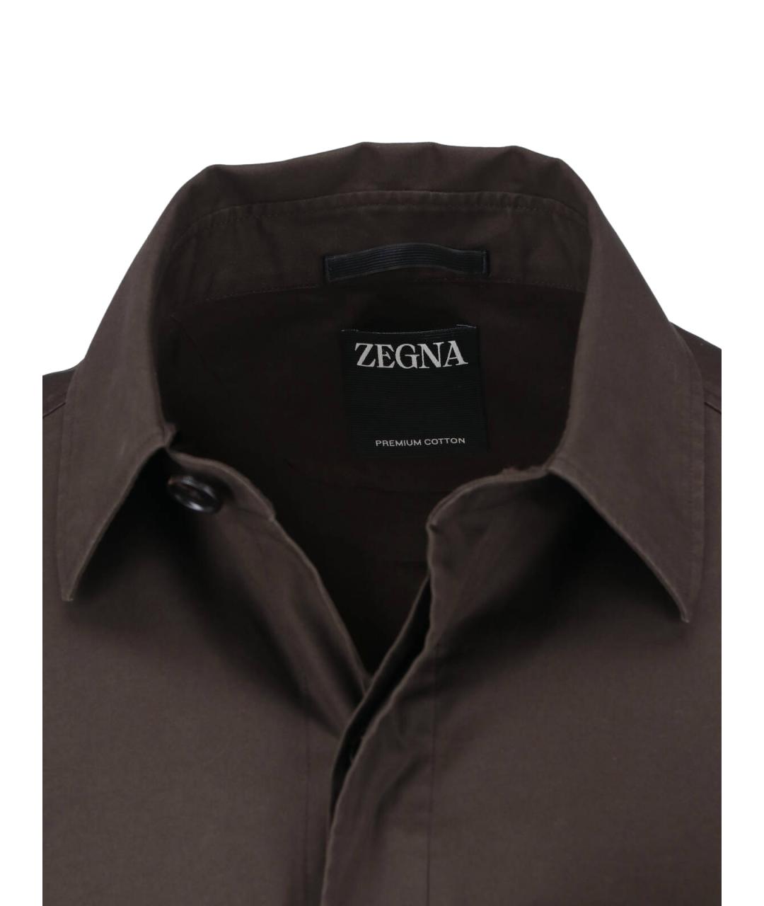 ZEGNA Коричневая хлопковая кэжуал рубашка, фото 5