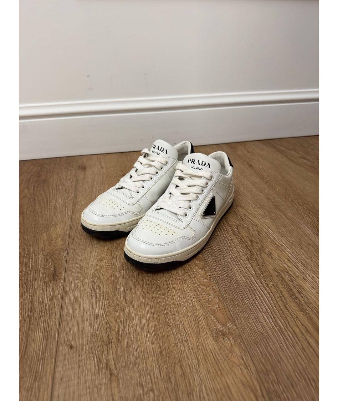 PRADA Белые кожаные кроссовки, фото 8