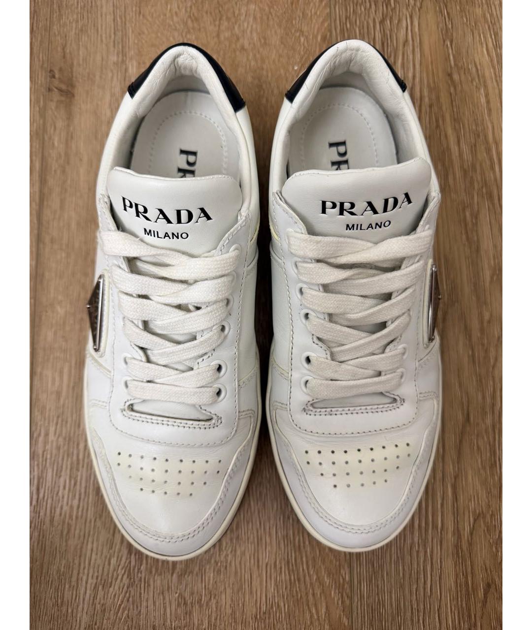 PRADA Белые кожаные кроссовки, фото 3