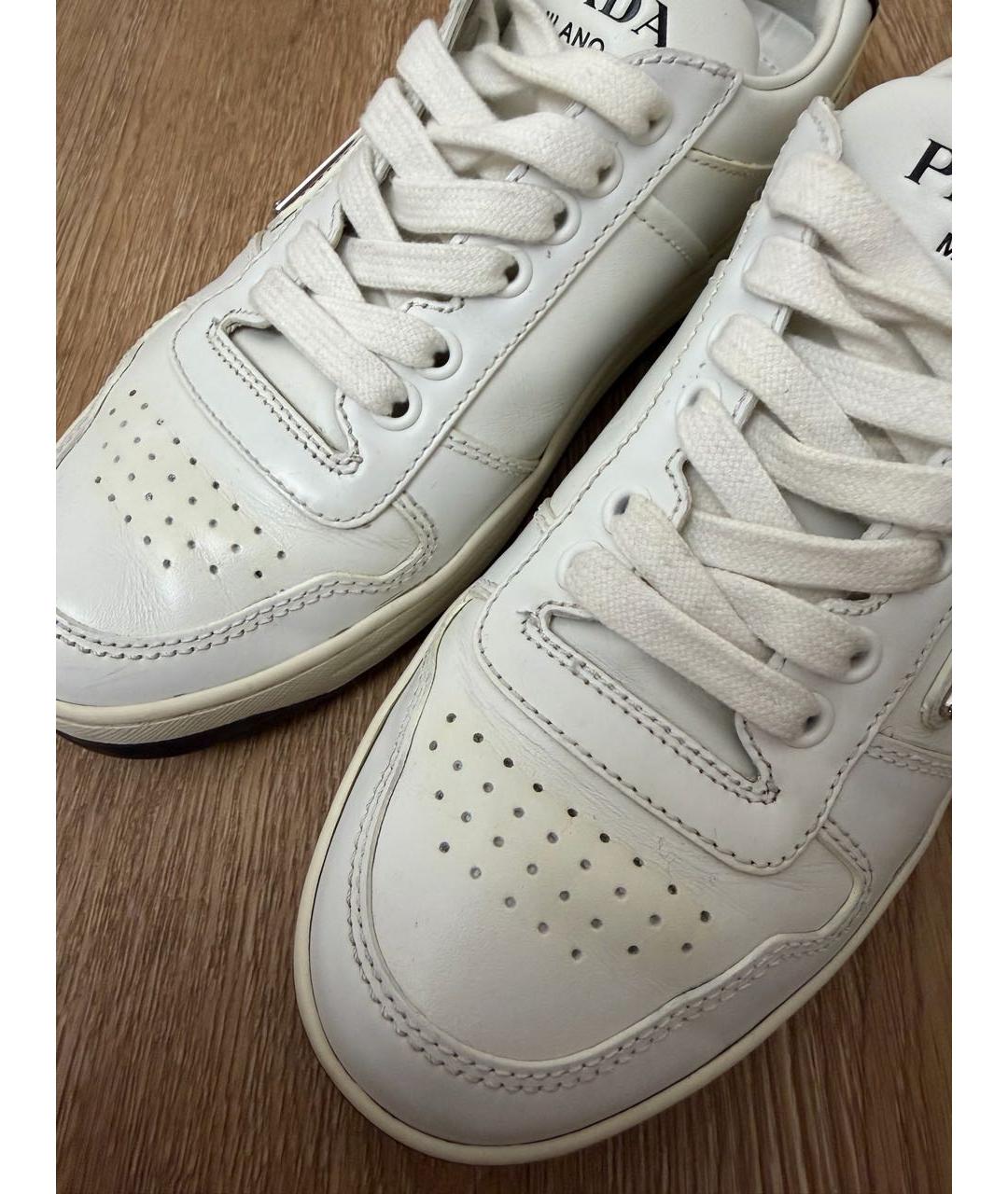 PRADA Белые кожаные кроссовки, фото 7