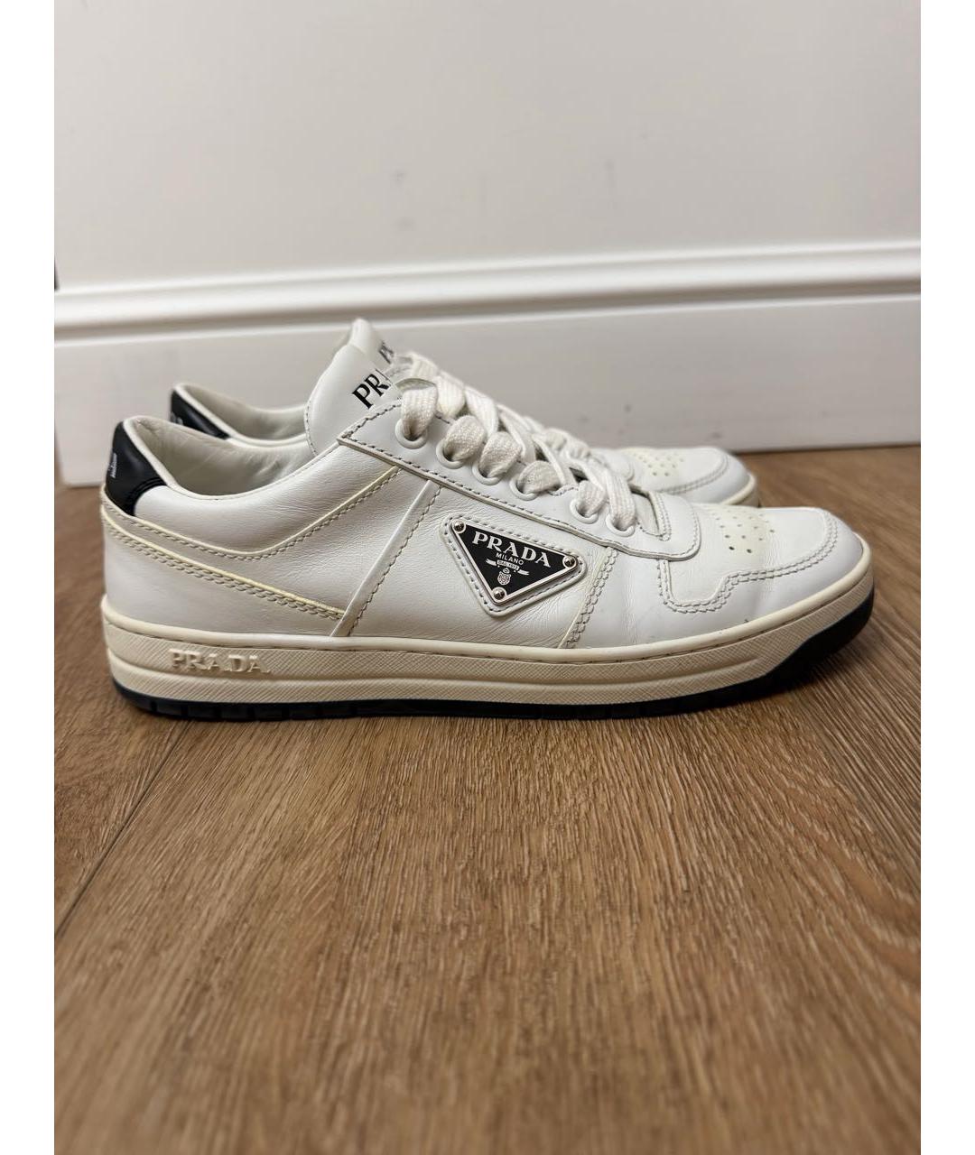 PRADA Белые кожаные кроссовки, фото 9