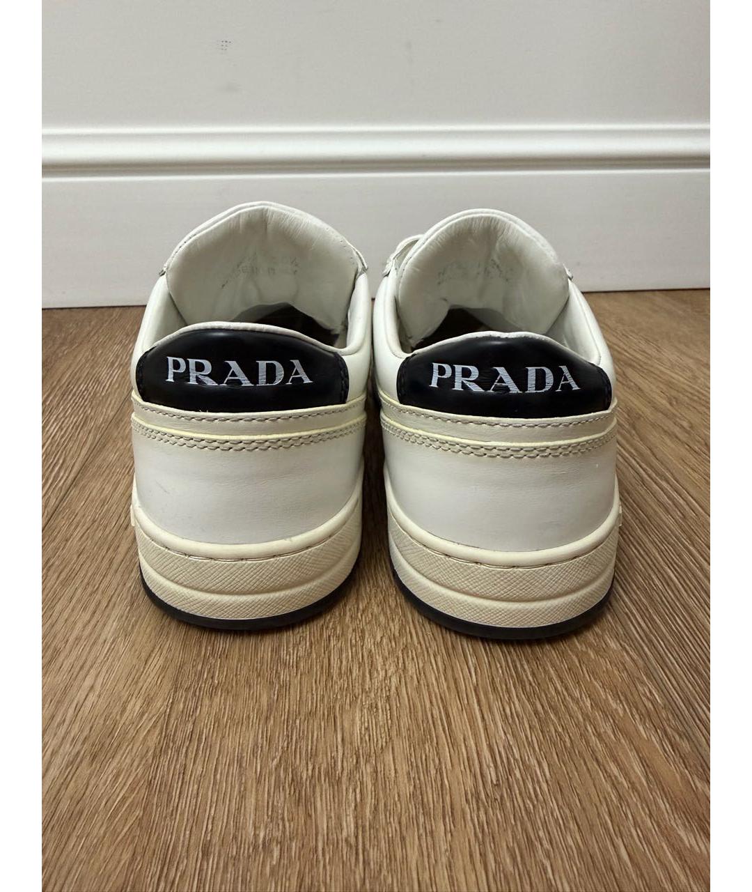 PRADA Белые кожаные кроссовки, фото 4