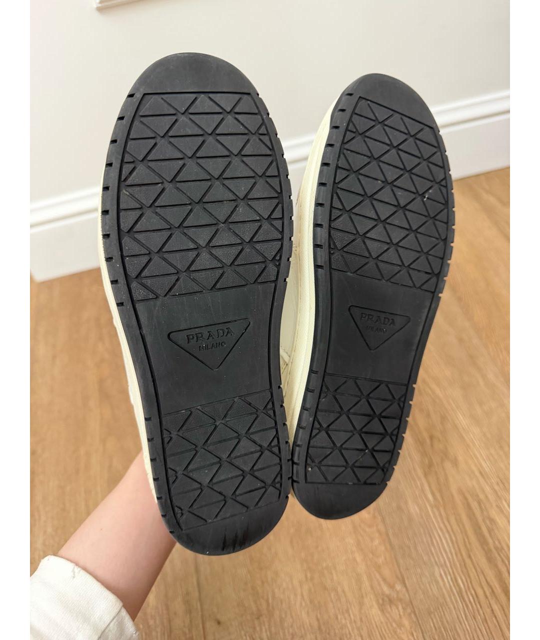 PRADA Белые кожаные кроссовки, фото 5