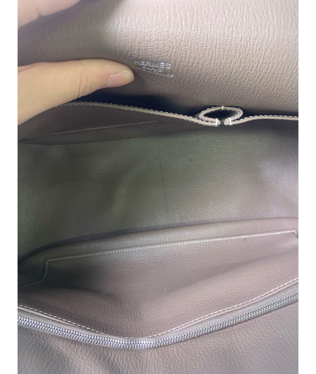 HERMES Антрацитовая кожаная сумка через плечо, фото 6