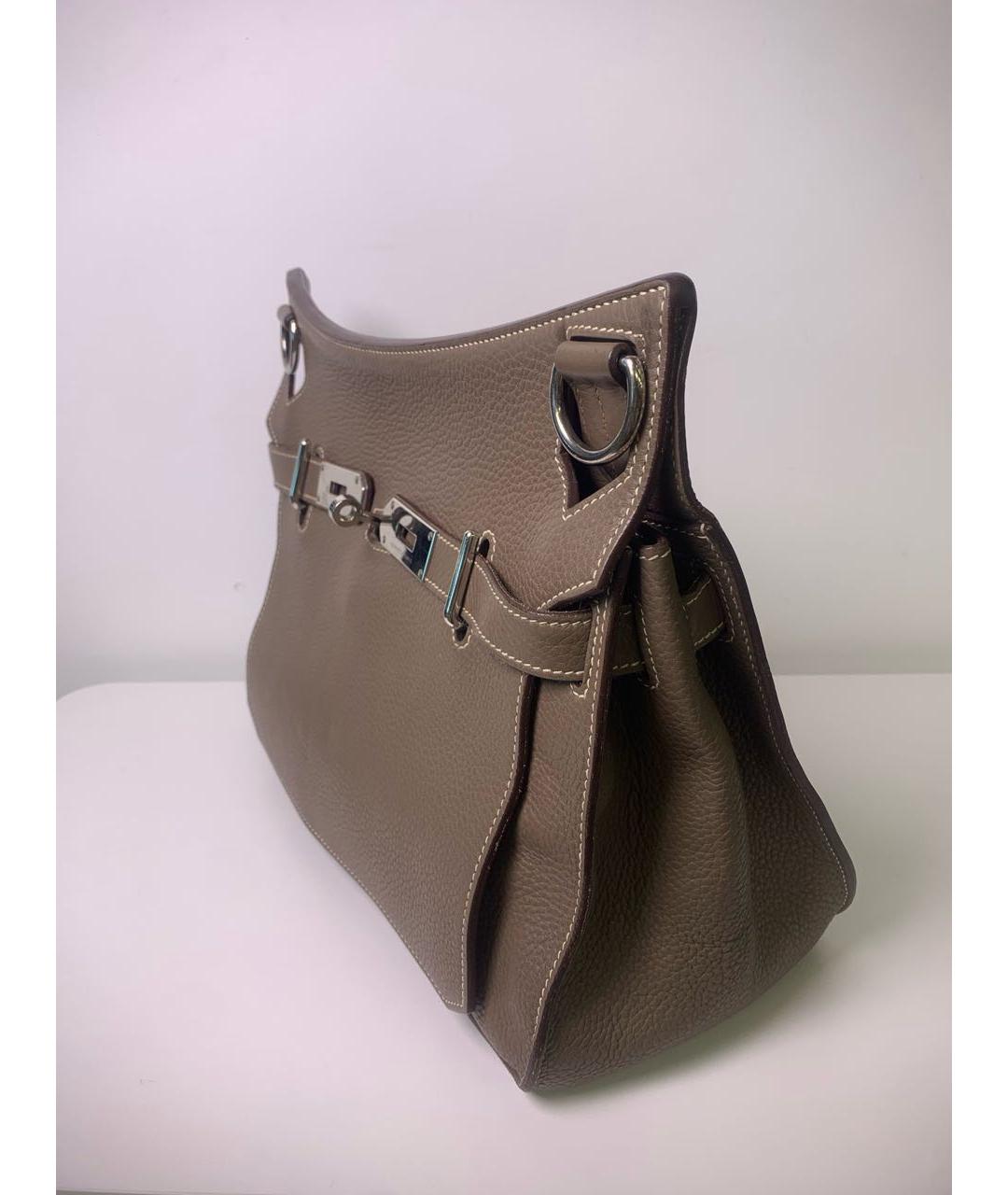 HERMES Антрацитовая кожаная сумка через плечо, фото 5