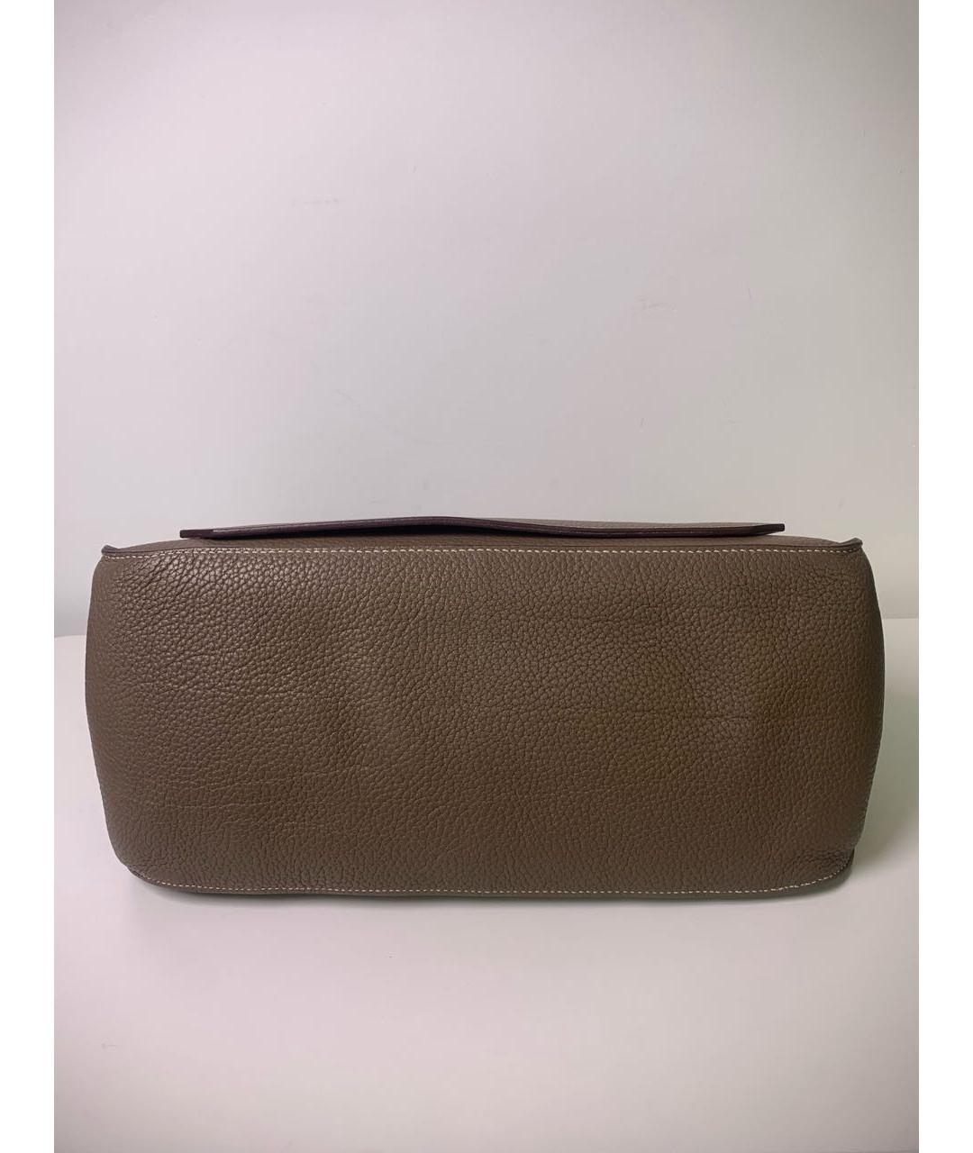 HERMES Антрацитовая кожаная сумка через плечо, фото 4