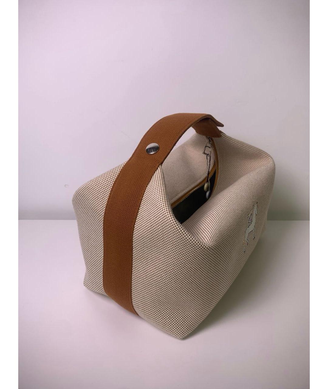 HERMES Бежевая косметичка, фото 4