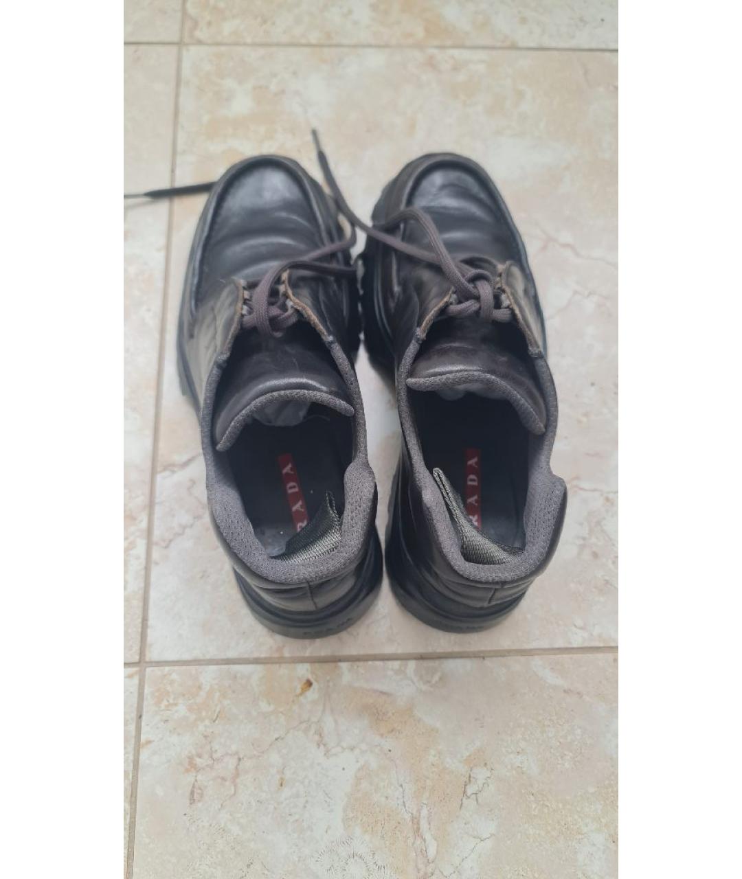 PRADA Коричневые кожаные высокие ботинки, фото 2