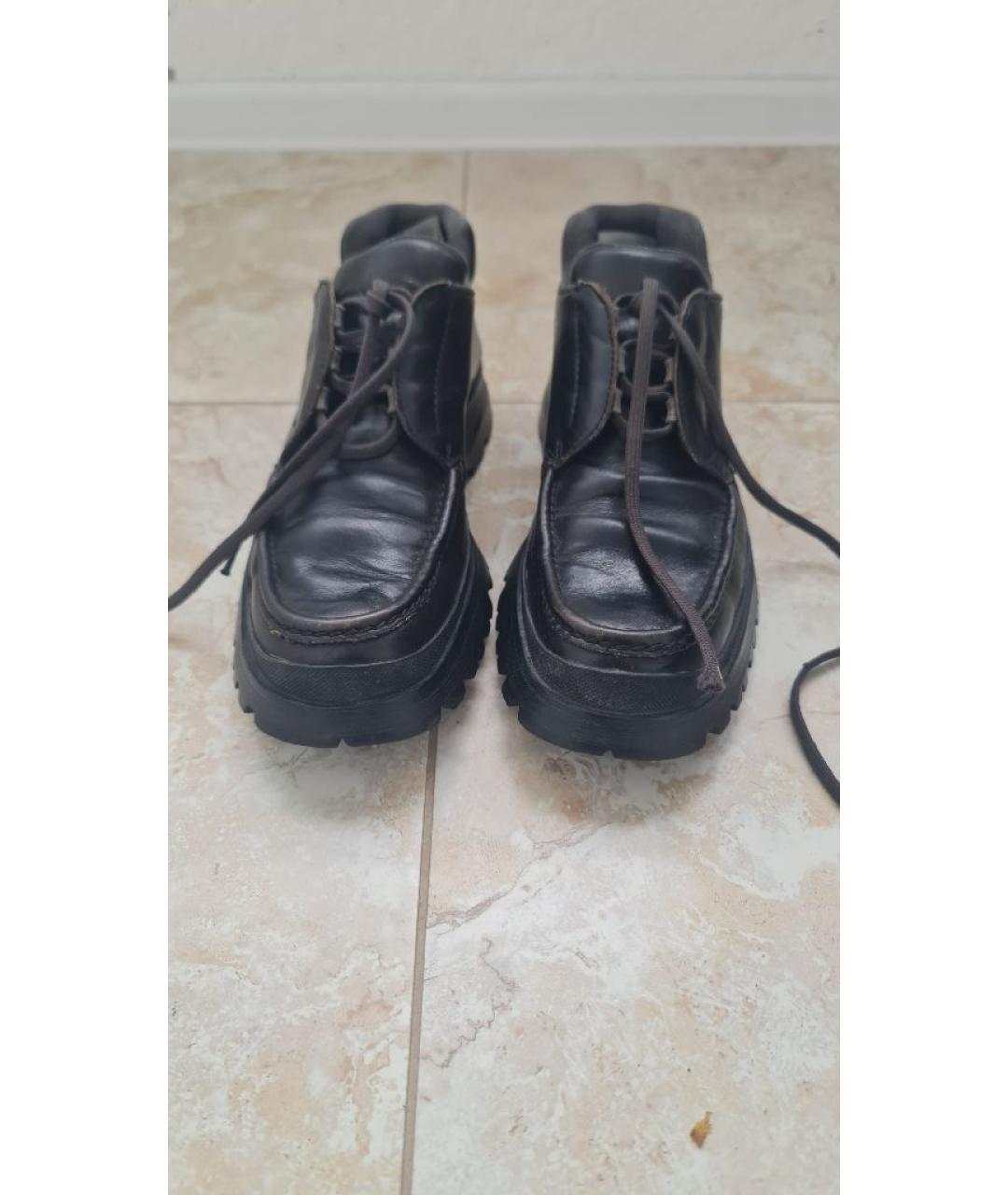 PRADA Коричневые кожаные высокие ботинки, фото 4