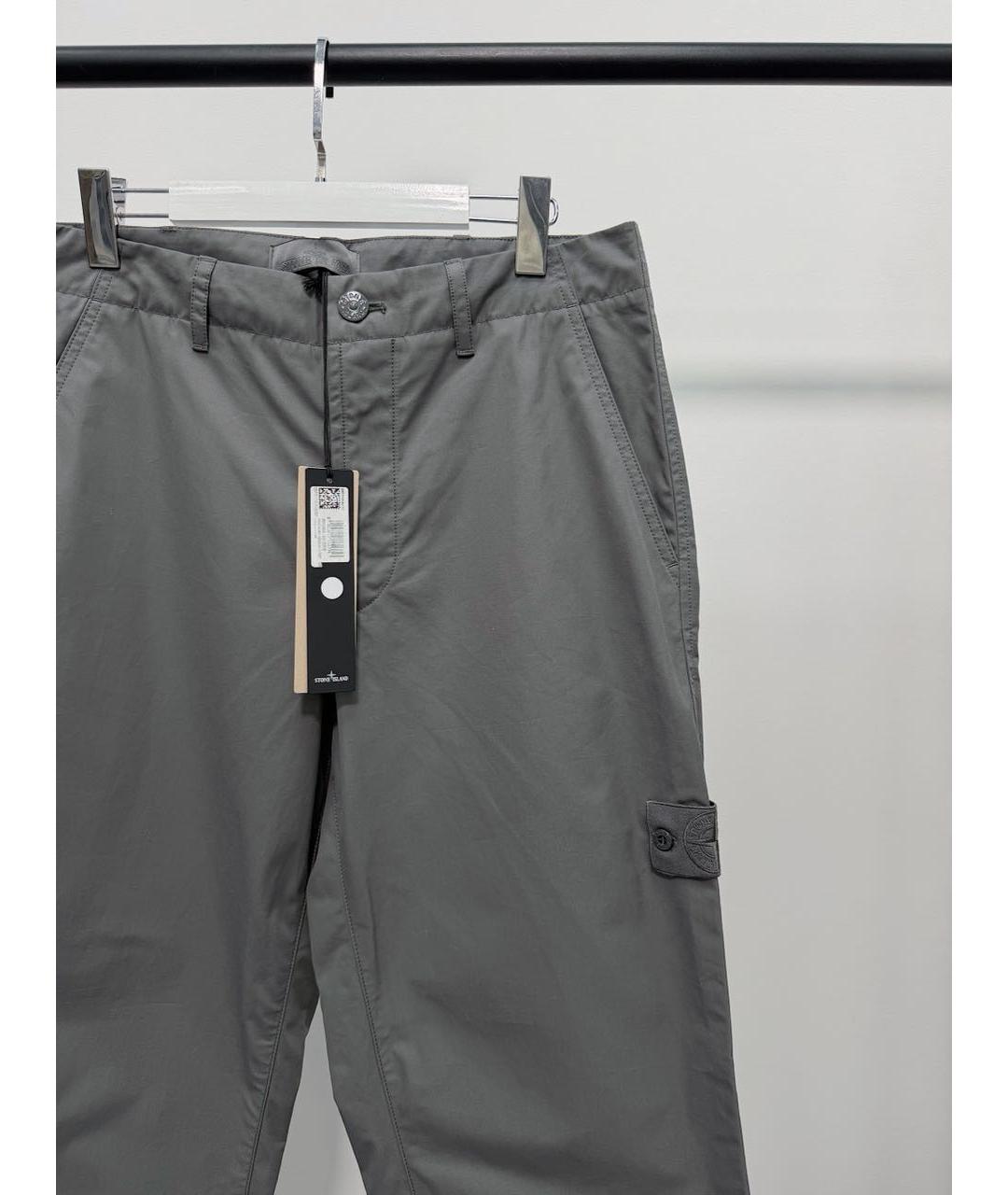 STONE ISLAND Серые хлопковые повседневные брюки, фото 2
