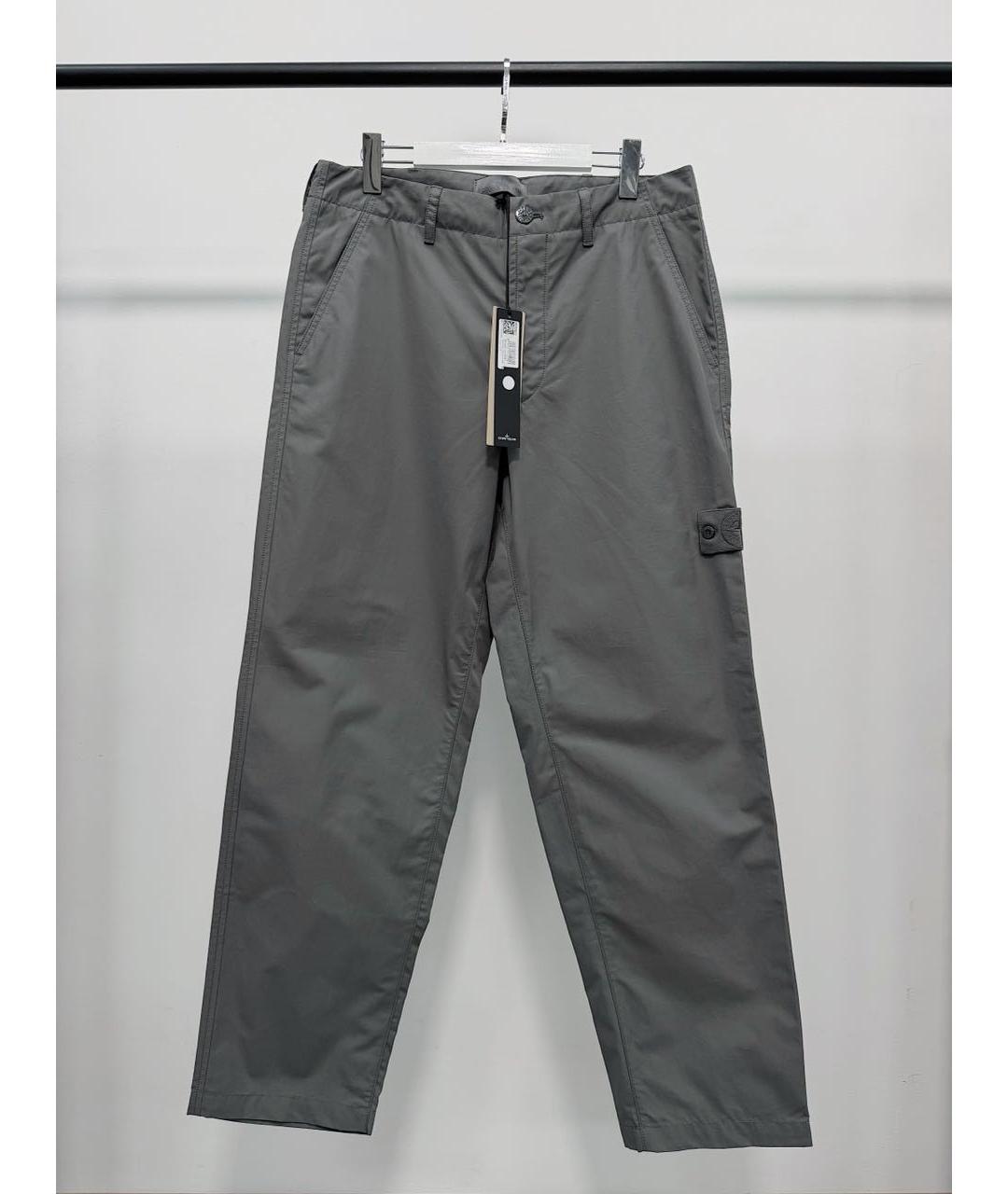 STONE ISLAND Серые хлопковые повседневные брюки, фото 5