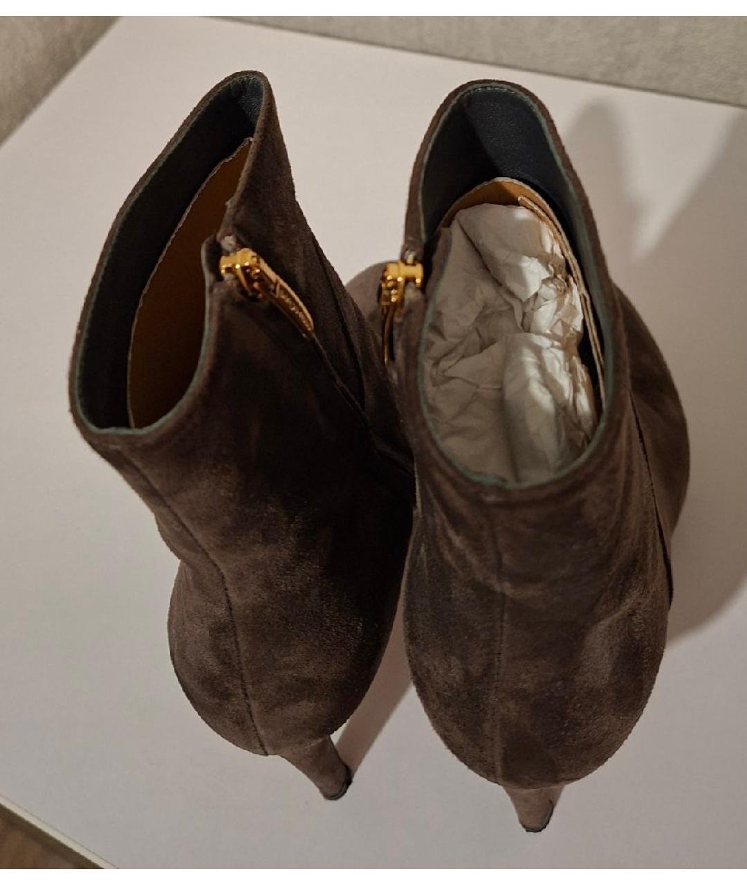 SERGIO ROSSI Антрацитовые замшевые ботильоны, фото 3