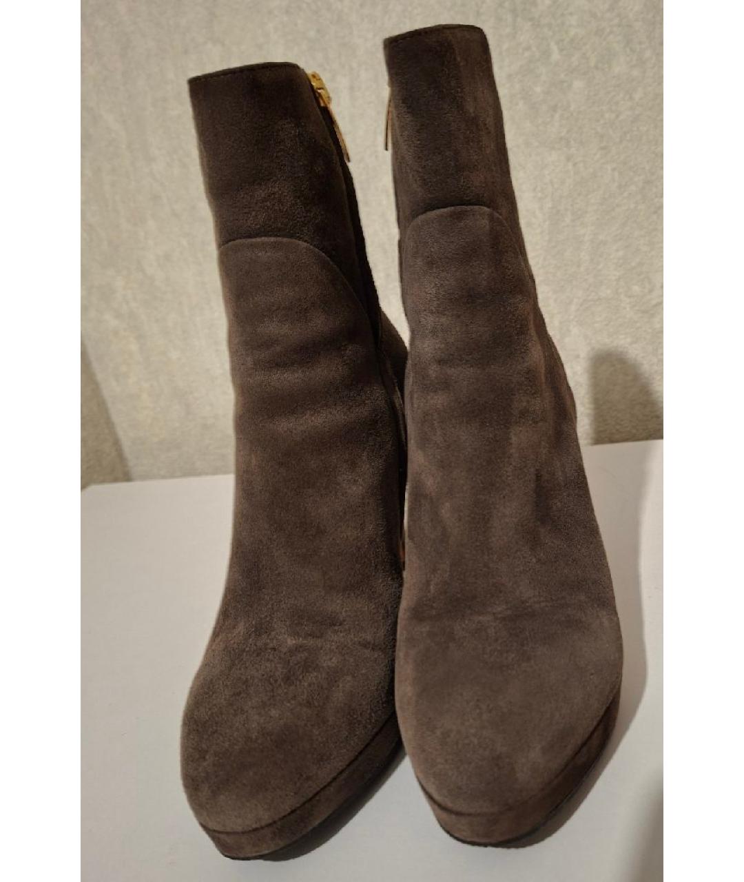 SERGIO ROSSI Антрацитовые замшевые ботильоны, фото 2