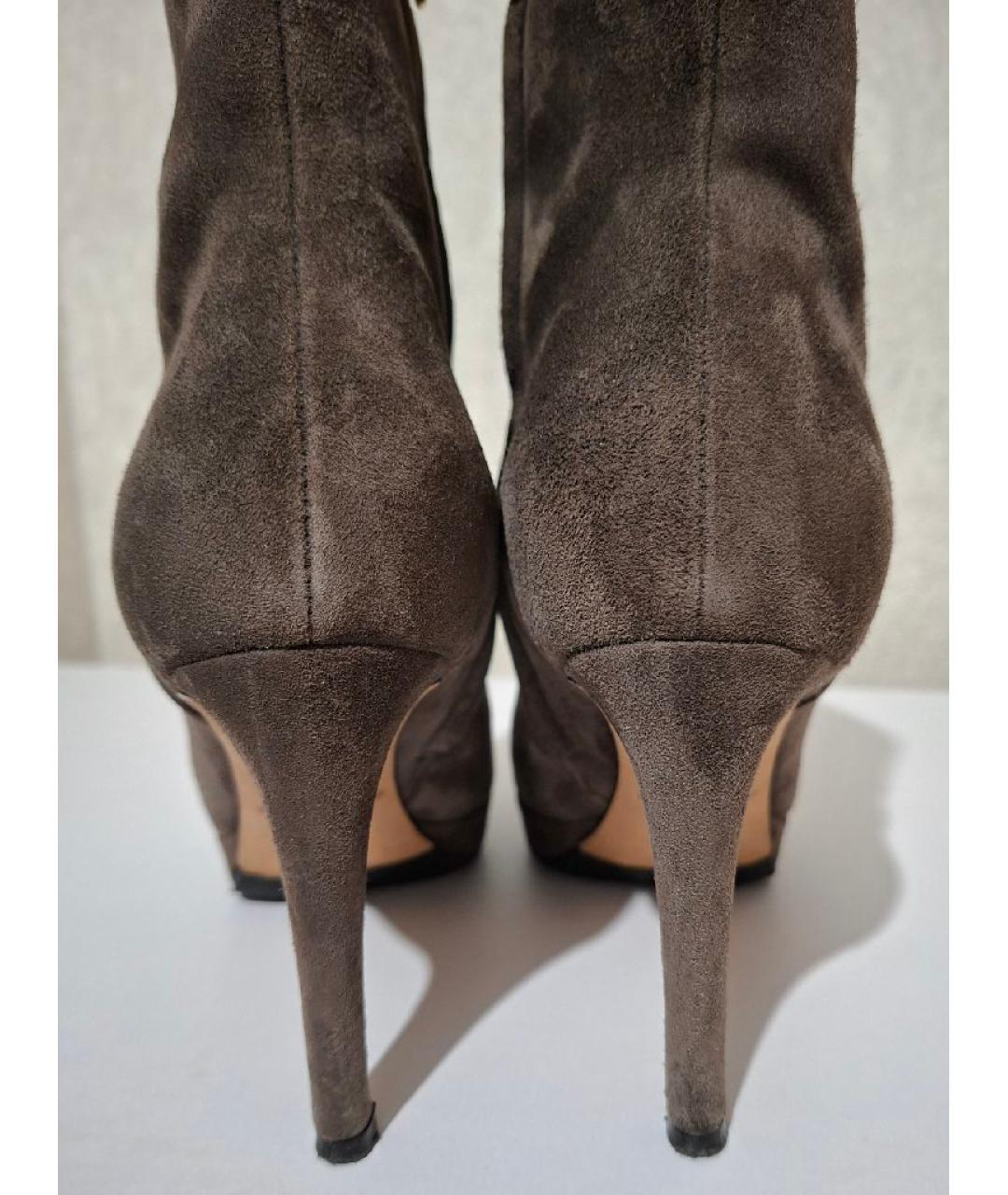 SERGIO ROSSI Антрацитовые замшевые ботильоны, фото 4