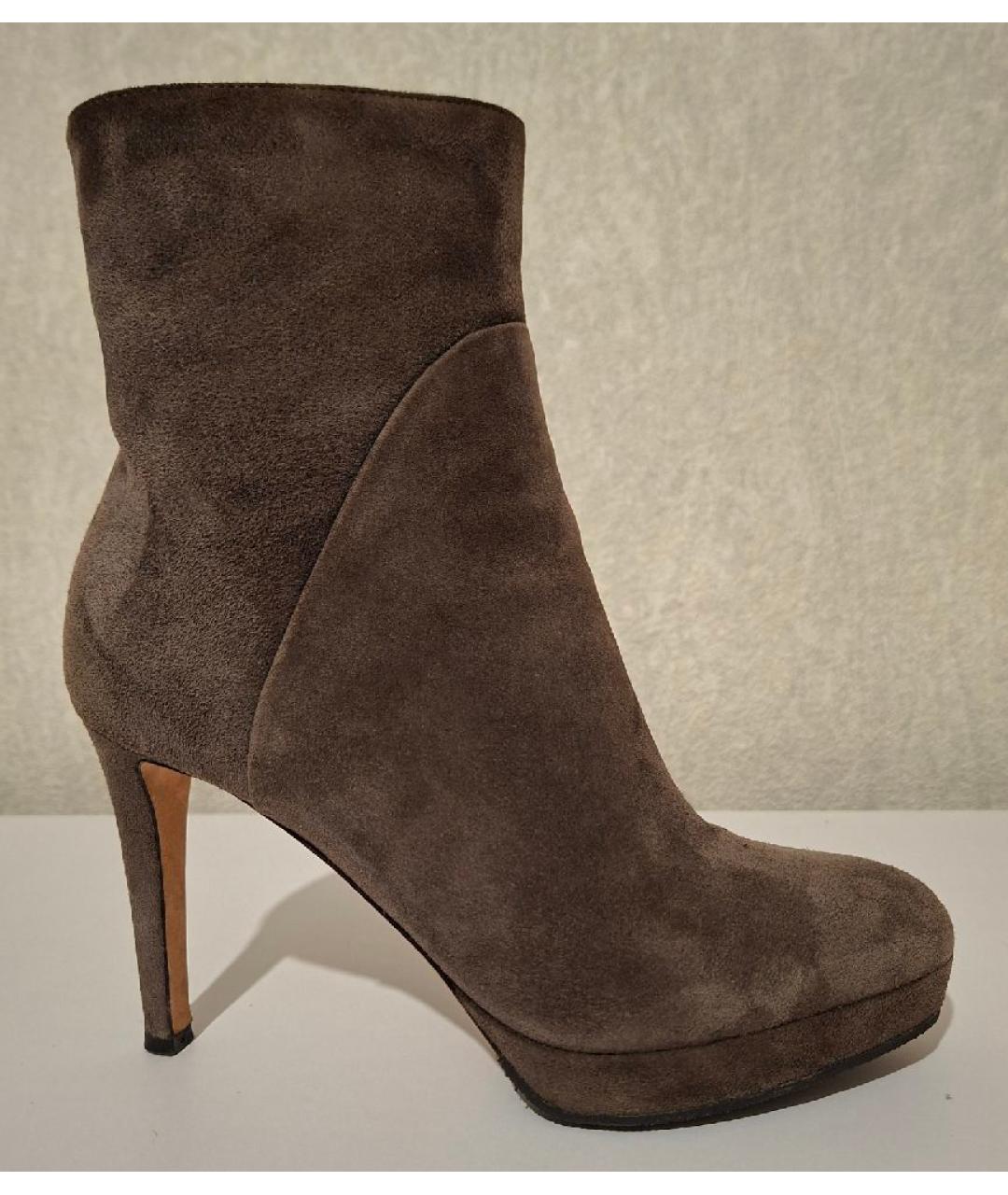 SERGIO ROSSI Антрацитовые замшевые ботильоны, фото 7