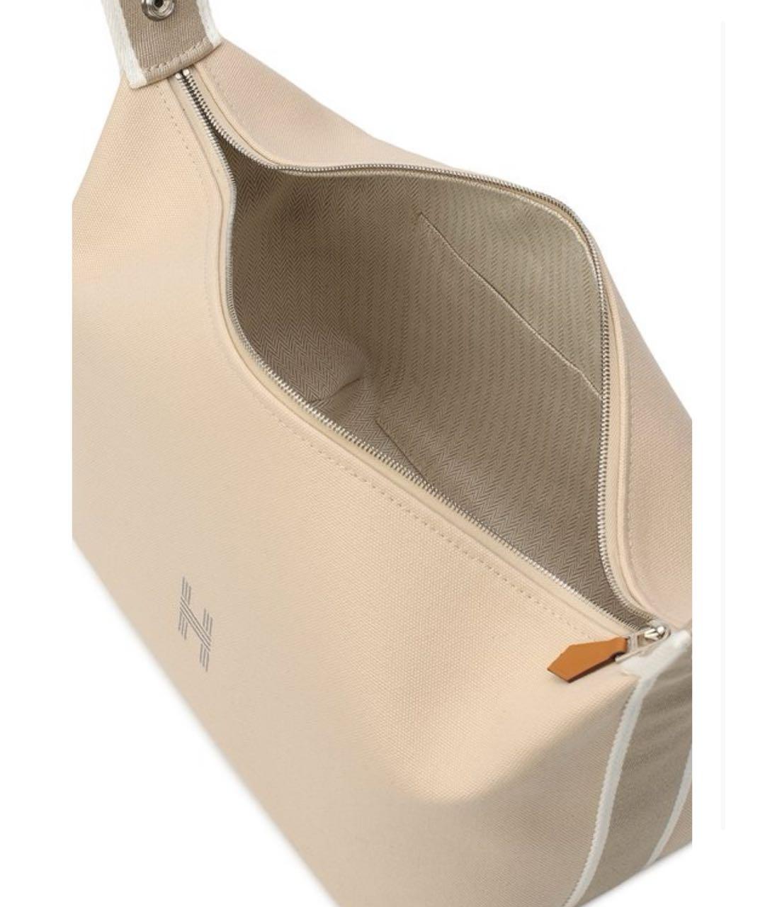 HERMES Бежевая тканевая косметичка, фото 5