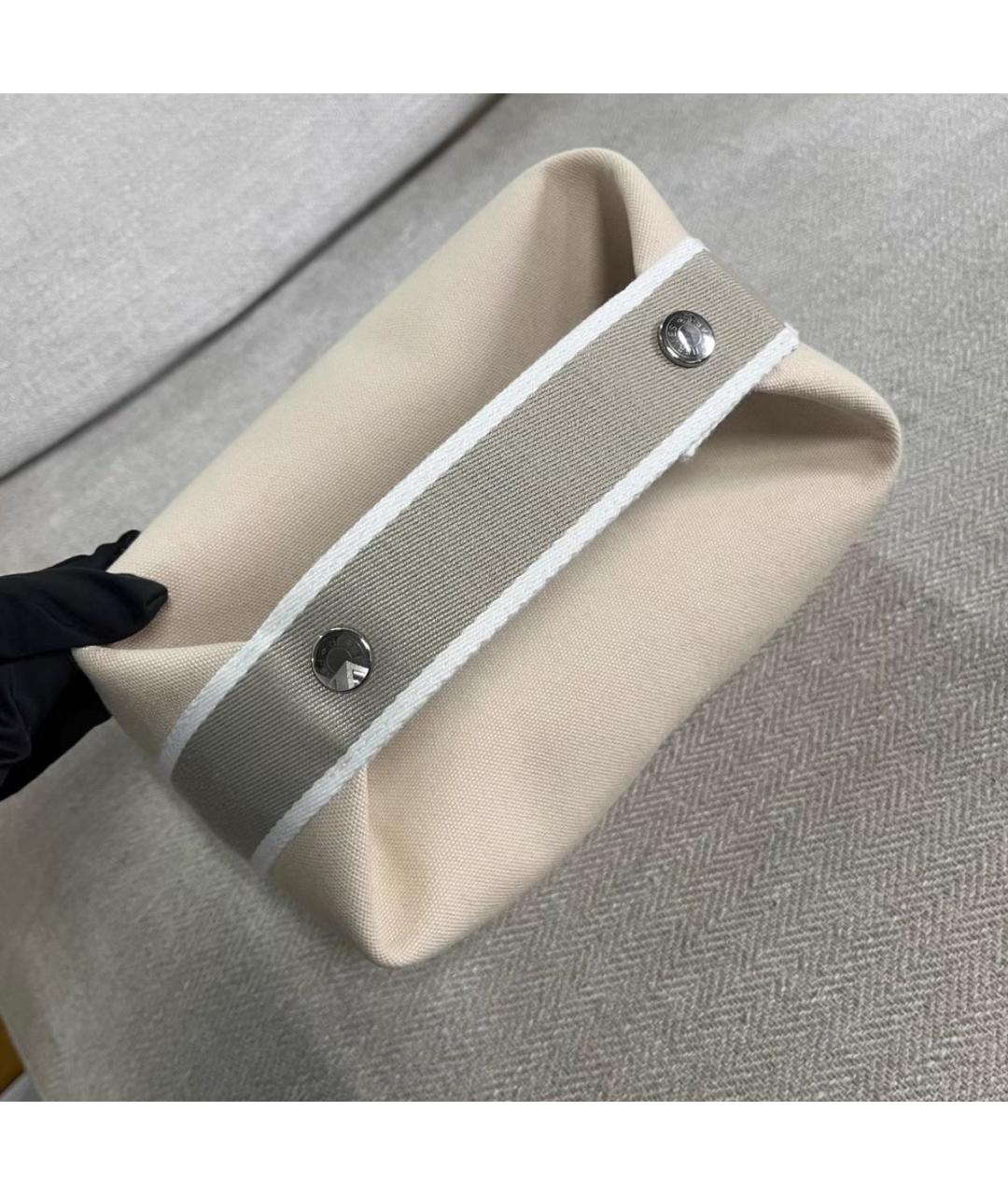 HERMES Бежевая тканевая косметичка, фото 4
