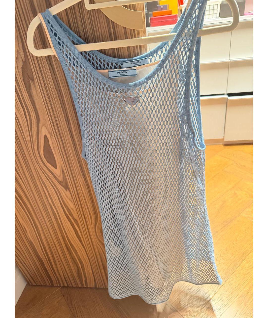 PRADA Голубое хлопковое повседневное платье, фото 3