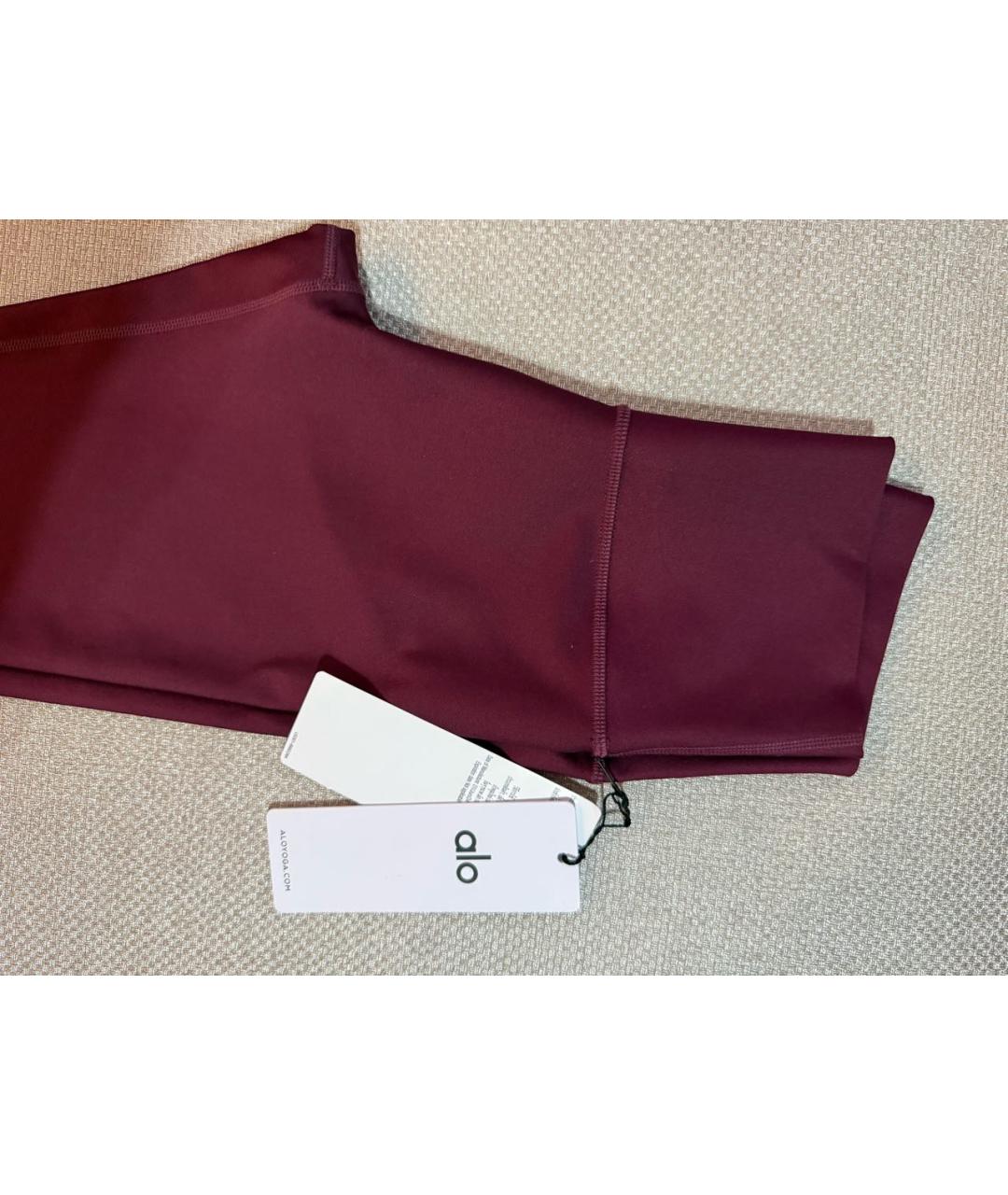 ALO YOGA Бордовые полиэстеровые леггинсы и велосипедки, фото 2