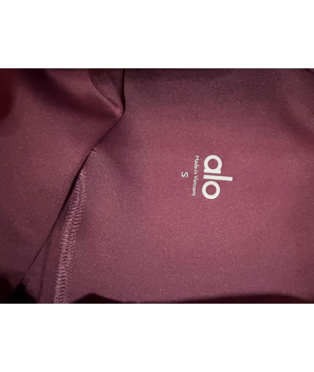 ALO YOGA Бордовые полиэстеровые леггинсы и велосипедки, фото 3