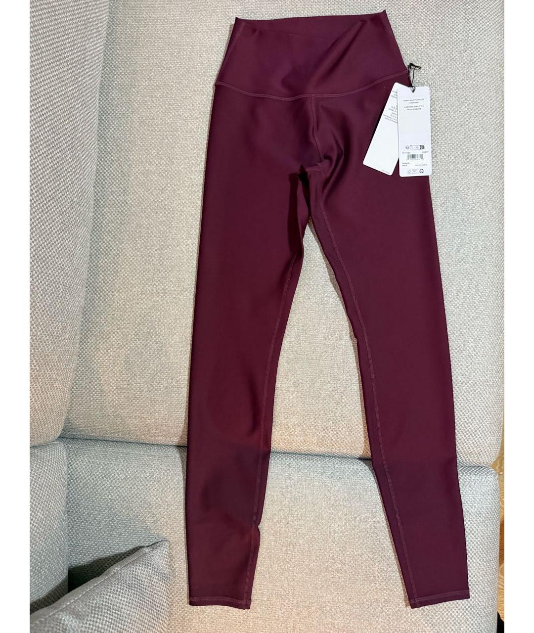 ALO YOGA Бордовые полиэстеровые леггинсы и велосипедки, фото 6