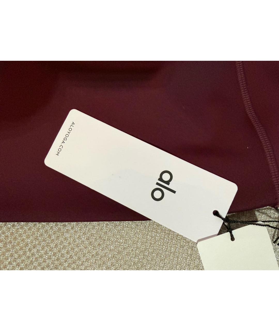 ALO YOGA Бордовые полиэстеровые леггинсы и велосипедки, фото 5