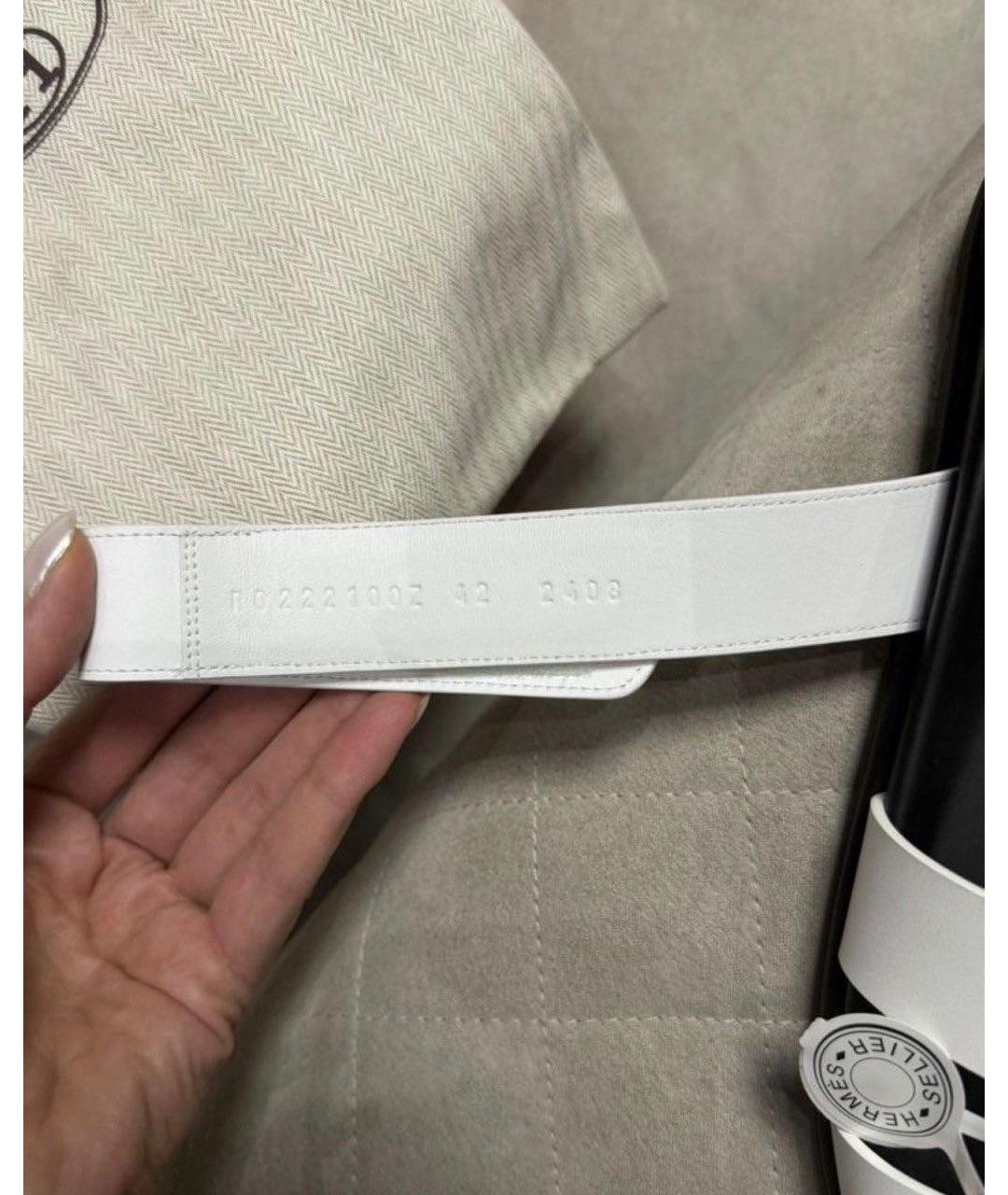 HERMES Белые кожаные шлепанцы, фото 6