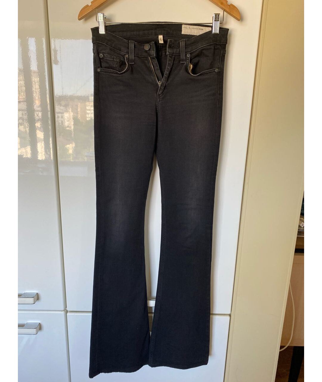 RAG&BONE Черные хлопко-полиэстеровые джинсы клеш, фото 6