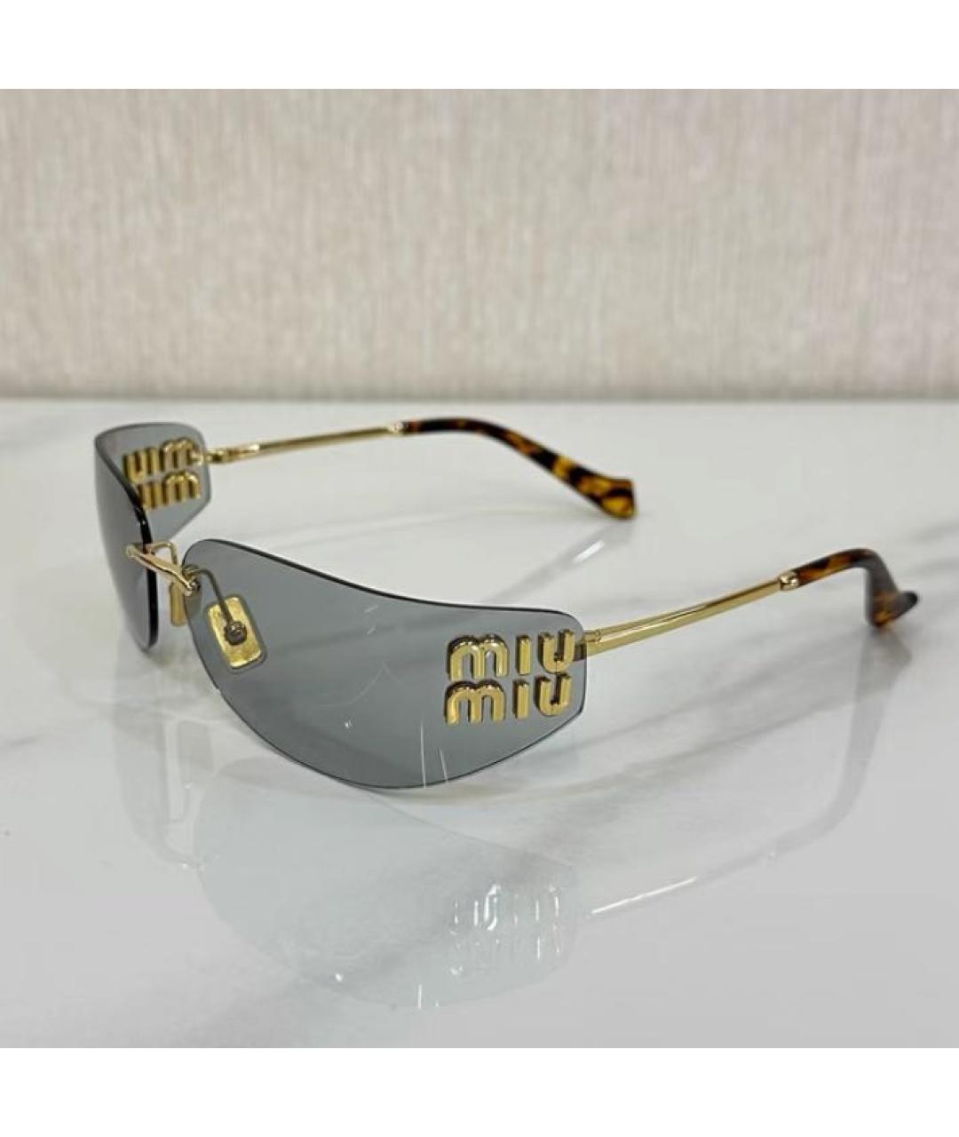 MIU MIU Серые металлические солнцезащитные очки, фото 3