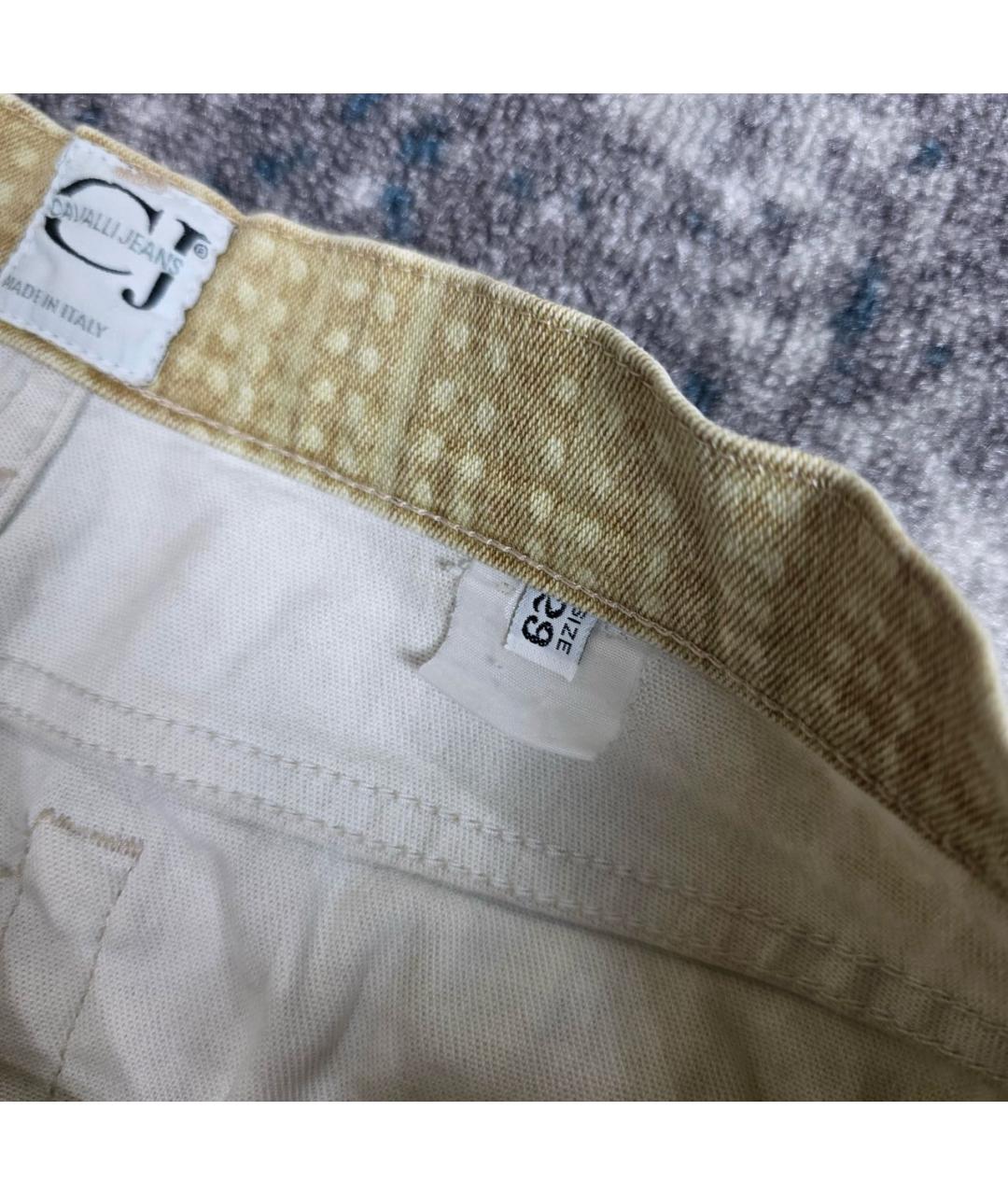 JUST CAVALLI Бежевые хлопковые прямые джинсы, фото 5