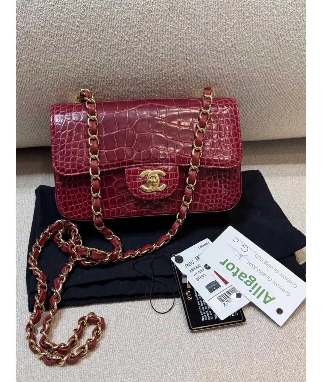 CHANEL Красная сумка через плечо из экзотической кожи, фото 3