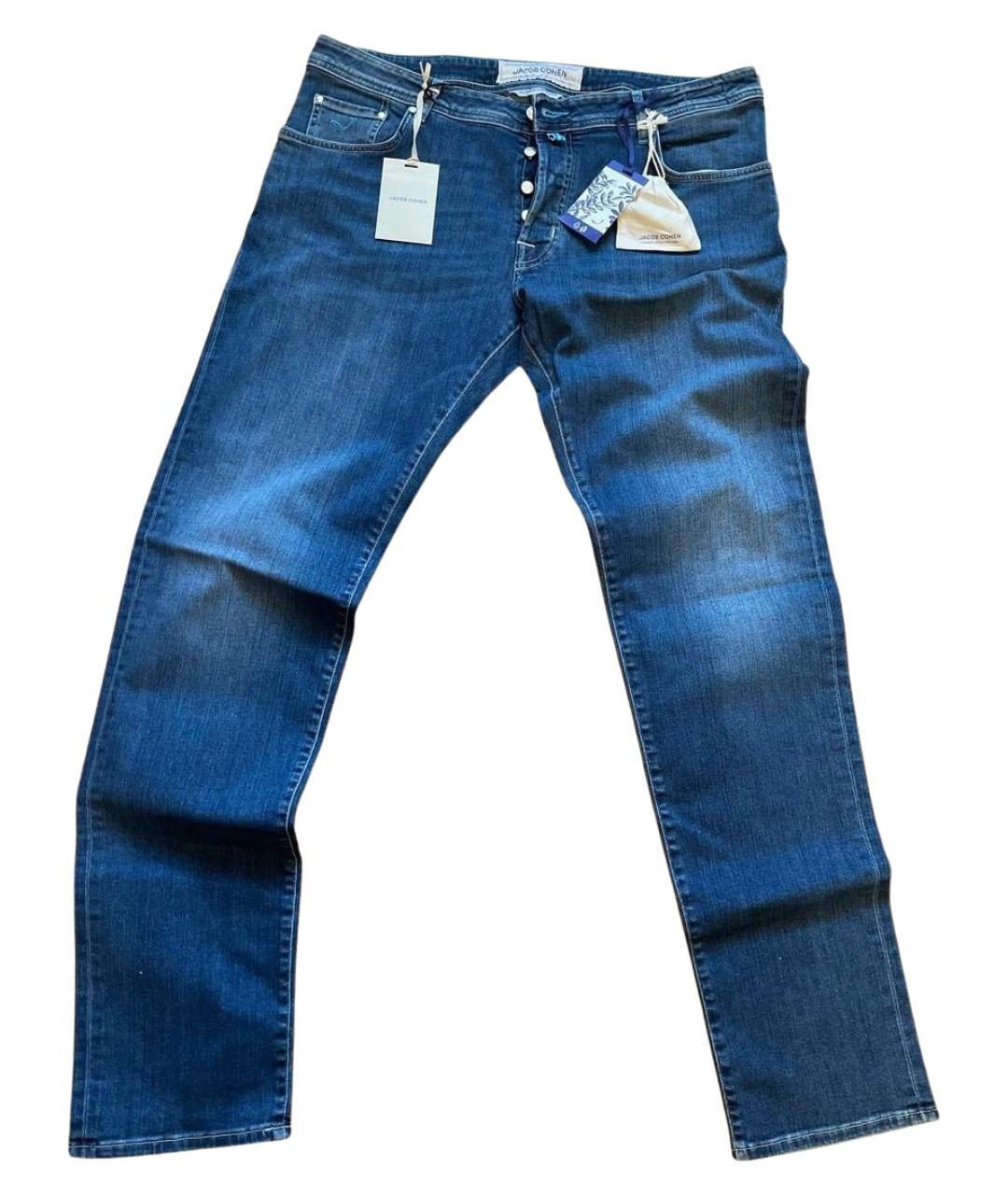JACOB COHEN Синие хлопковые прямые джинсы, фото 1
