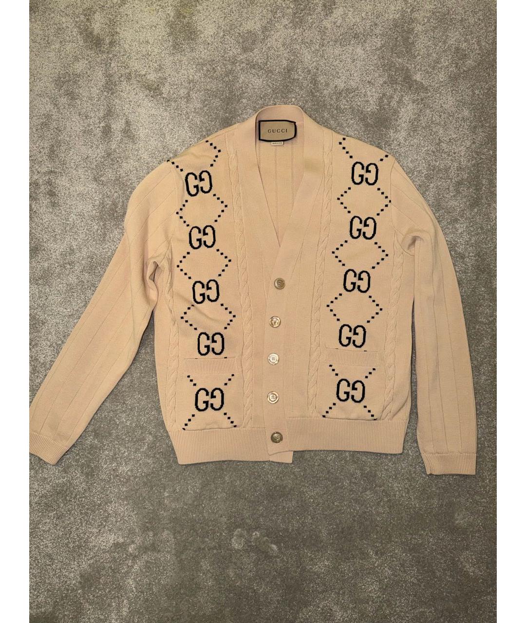 GUCCI Бежевый хлопковый кардиган, фото 9