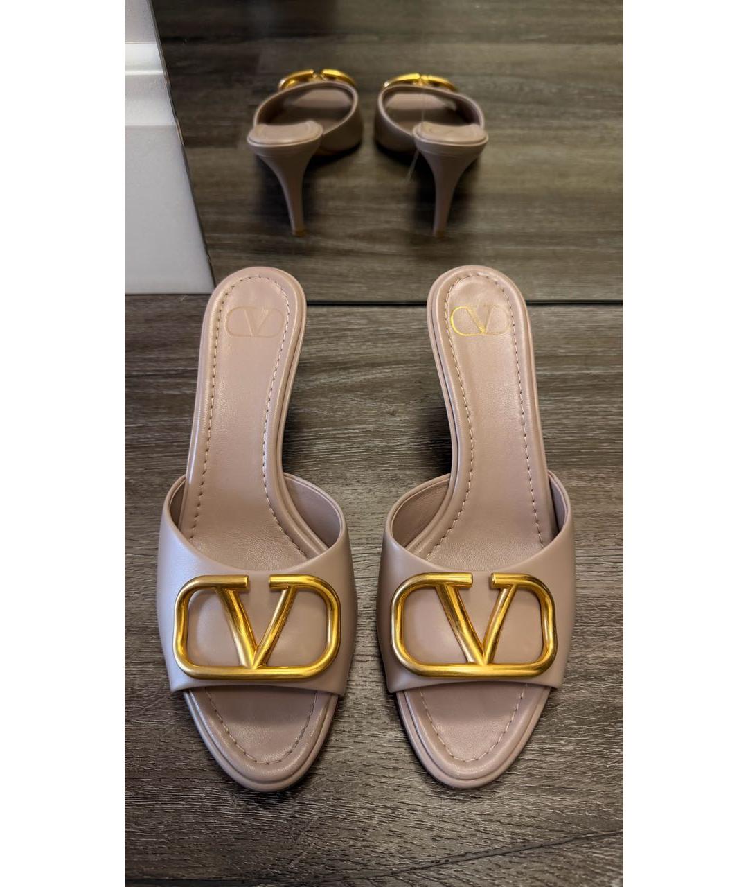 VALENTINO Бежевые кожаные мюли, фото 8