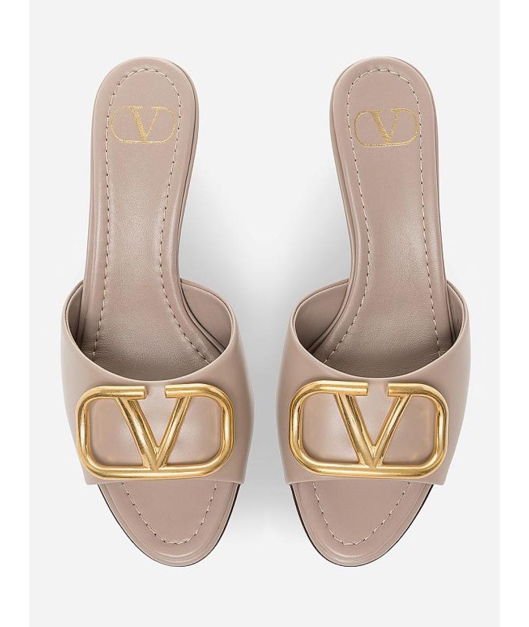 VALENTINO Бежевые кожаные мюли, фото 2