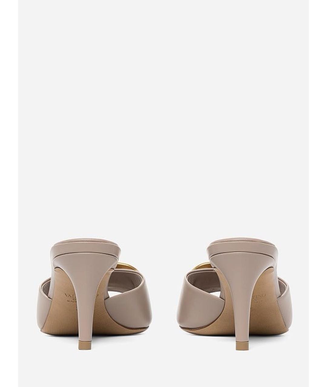 VALENTINO Бежевые кожаные мюли, фото 4