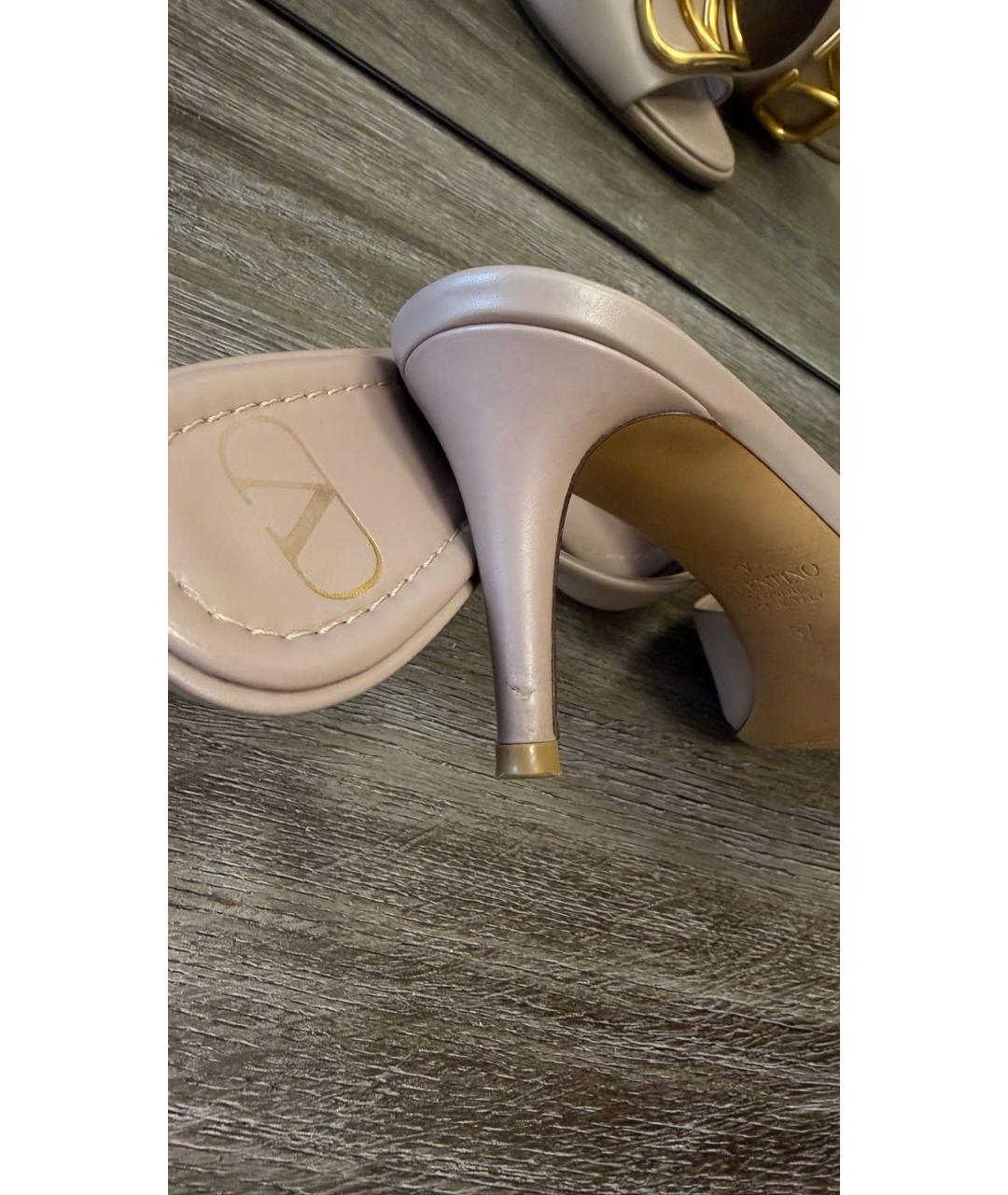 VALENTINO Бежевые кожаные мюли, фото 6