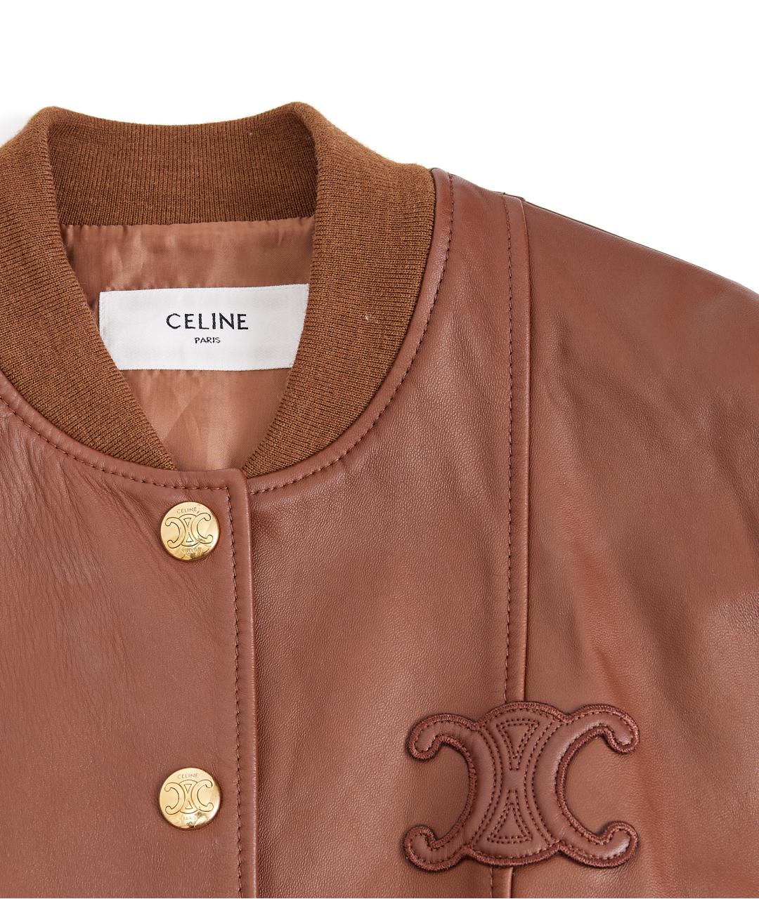 CELINE Коричневая кожаная куртка, фото 8