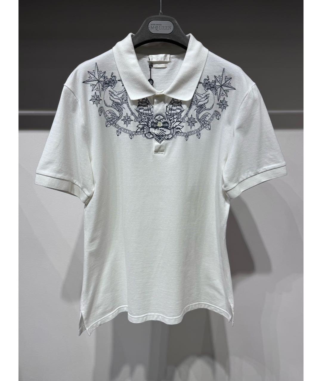 ALEXANDER MCQUEEN Белое хлопковое поло с коротким рукавом, фото 3