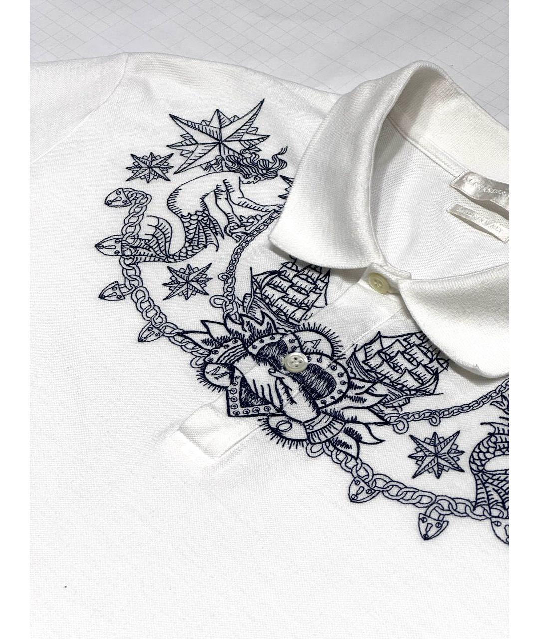 ALEXANDER MCQUEEN Белое хлопковое поло с коротким рукавом, фото 4