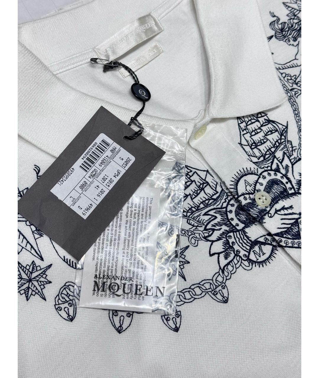 ALEXANDER MCQUEEN Белое хлопковое поло с коротким рукавом, фото 5