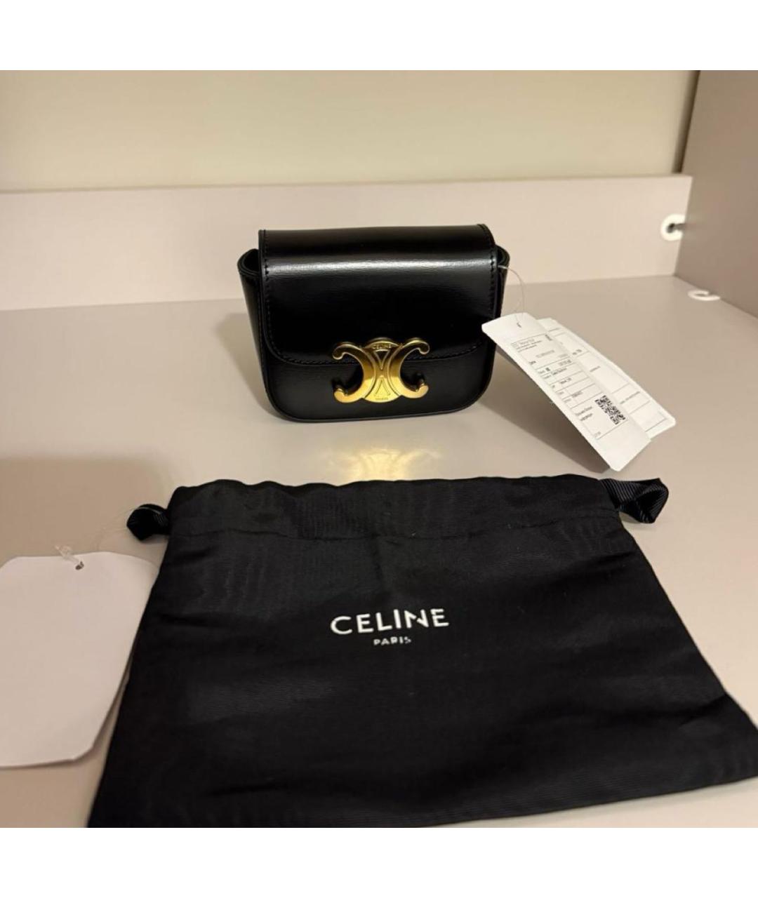 CELINE Черная кожаная сумка через плечо, фото 2