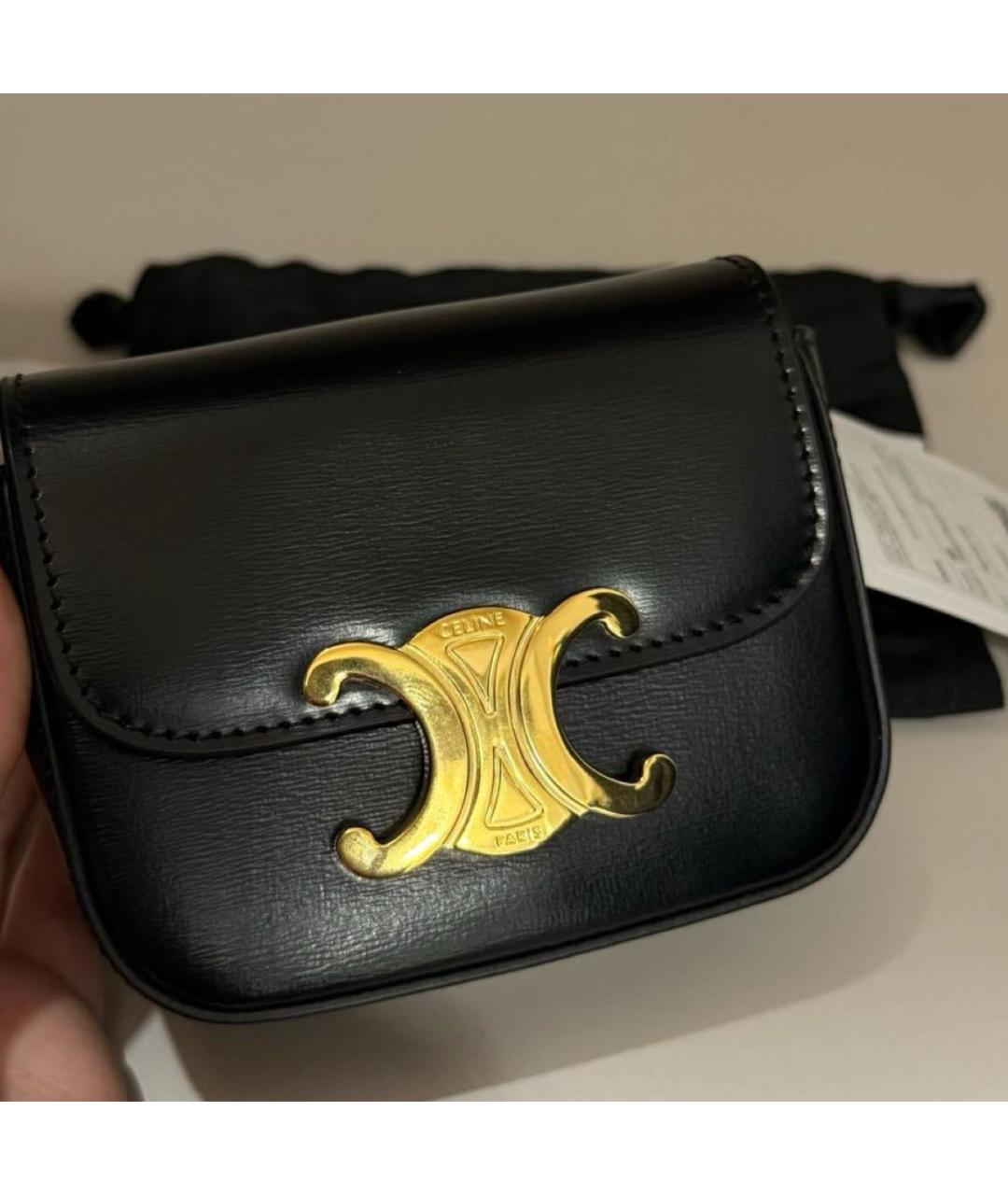 CELINE Черная кожаная сумка через плечо, фото 3
