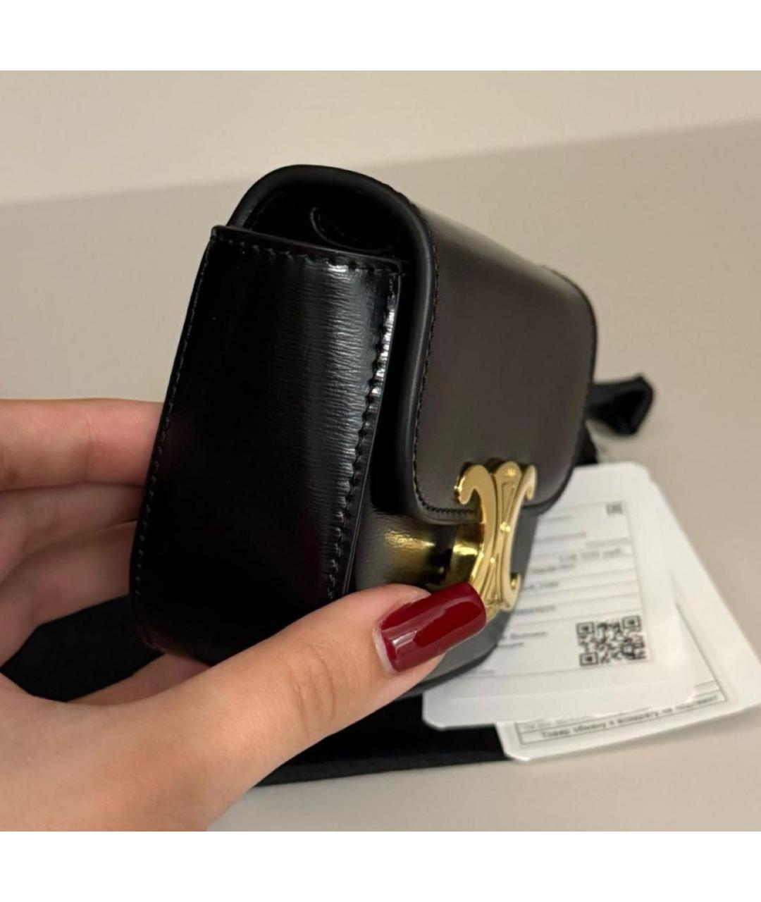 CELINE Черная кожаная сумка через плечо, фото 5